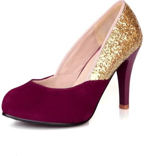 2018 new age season fashion glasses with sequins shallow mouth high with round head bride shoes 18322