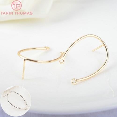 6PCS 30*20MM 24K Gold Color Brass oval Shape Wire Earrings Loop High Quality Diy Accessories Jewelry Findings