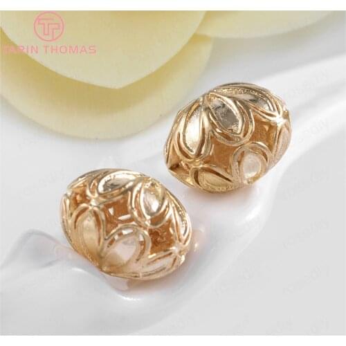 6PCS 11x8.5MM 24K Champagne Gold Color Plated Brass Lotus Spacer Beads Bracelet Beads High Quality Diy Jewelry Accessories