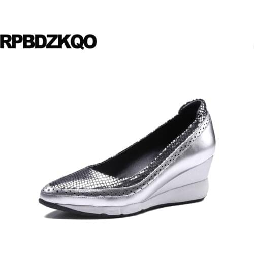 3 Inch Red Golden Size 33 Sandals Casual Gold Pumps Shoes Wedge Pointed Toe Genuine Leather Cool 4 34 High Heels Hollow Out