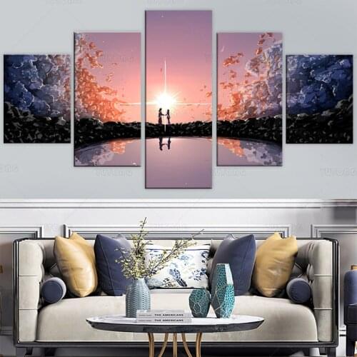 5 Panel Your Name Anime Canvas Printed Painting For Living Room Wall home Decor Picture Artworks Poster art framed