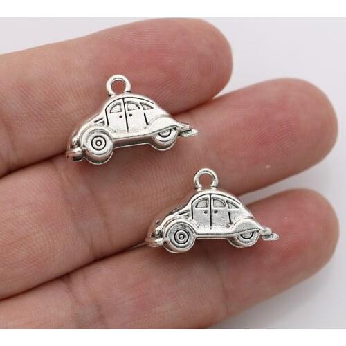 5Pcs Tibetan Silver Plated 3D Car Charms Pendants for Jewelry Making Bracelet DIY Handmade 15x24mm