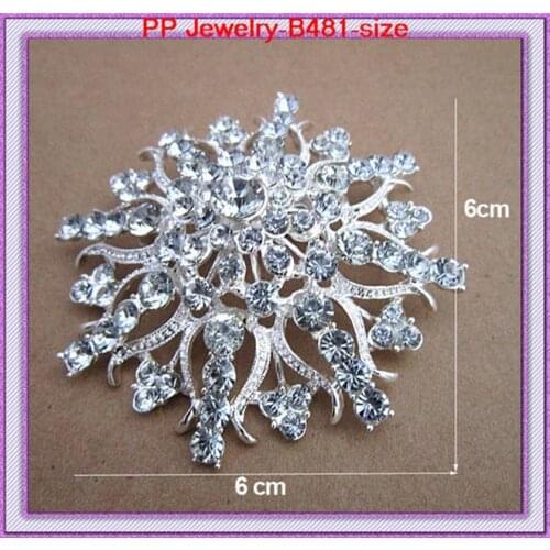 6PCS/LOT Luxury Clear Rhinestone Crystal Huge Flower Brooch/Wedding Bouquet Broach