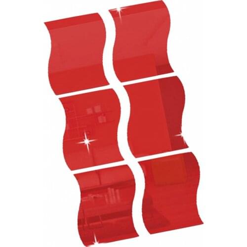6pcs Wavy Mirror Sticker Kids Room Art MuralsWall Craft Decals Home Decoration