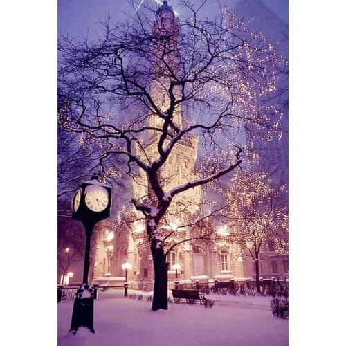 5D DIY Manual Diamond Cross Stitch Craft Painting Winter Tree Castle Full Drill Diamond Embroidery Diamond Wall Arts Decor