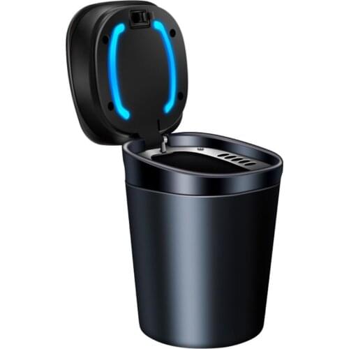 Car Ashtray with Detachable Lid Creative Portable Ashtrays with LED Light Smokeless Ideal Decorative for Vehicle Home Office
