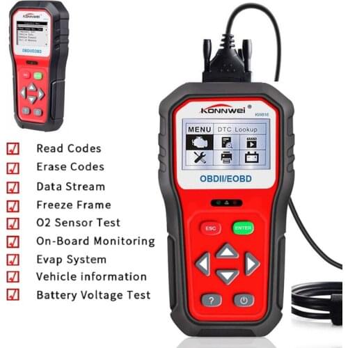 Car Diagnostic Scanner OBDII ODB2 EOBD Battery Tester 12V Automotive Code Reader Tool 6 Language Choice Car Inspection