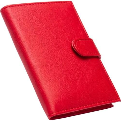 Russian Complex Buckle Solid Color Pu Leather Passport Holder Built In Rfid Blocking Protect Personal Information