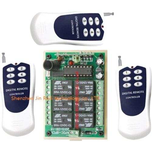 DC 12V 6CH remote control switch system: 1 Receiver & 3 Transmitter 10A Relay 6 Channel fast shipping top quality JRL-49