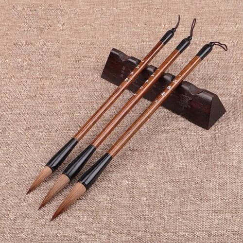 Wooden Faux Wolf Hair Writing Brush Chinese Calligraphy Painting Learning Supply