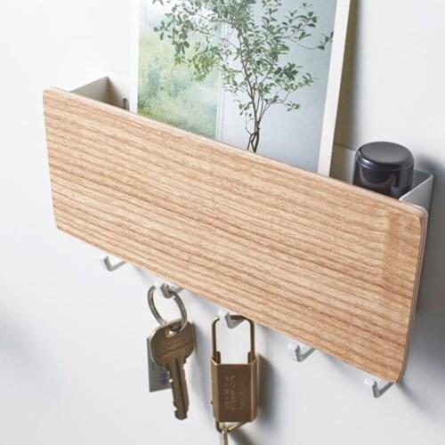 Nordic Wood Storage Rack Key Hanger Home Wall Vintage Hallway Home Space Saving Small Bedroom Door Back Decorative Room Rack