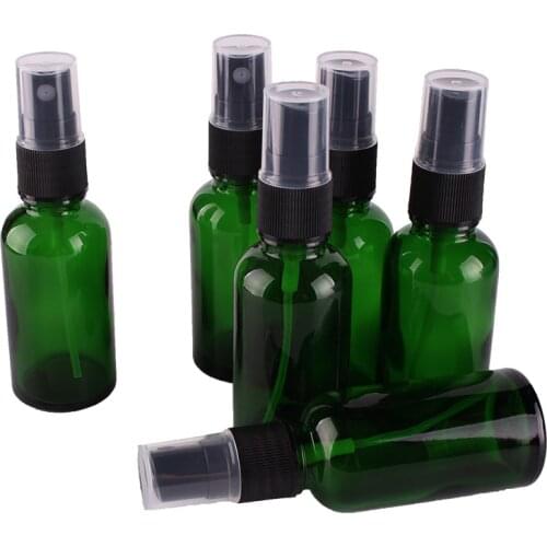 6pcs 30ml Green Glass Spray Bottle w/ Black Fine Mist Sprayer essential oil bottles empty cosmetic containers