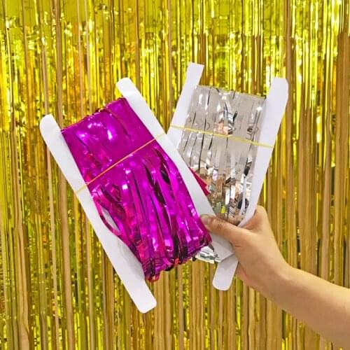 Bachelorette Party Backdrop Curtains Glitter Gold Tinsel Fringe Foil Curtain Birthday Wedding Decoration Anniversary Decor E1107