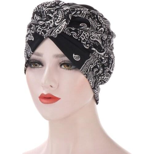 Trendy Print Fabric Ankara Bonnets Chemo Cap Bandanas Hair Accessories Bohemian Ethnic Inner Hijabs Muslim Headdress Bonnet Hats