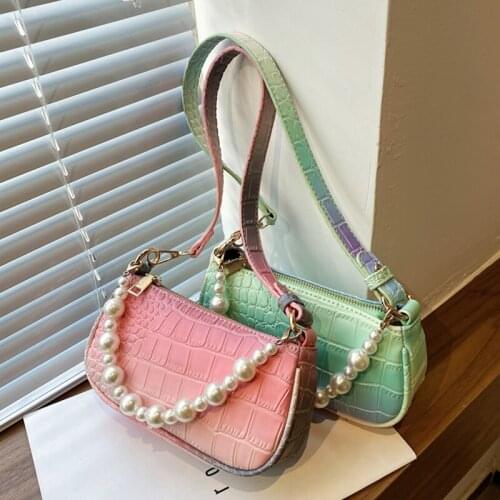 Gradient Alligator Baguette Shape Bag Luxury Leather Handbag 2021 New Fashion Shoulder Bag Womens Messenger Crossbody Bags