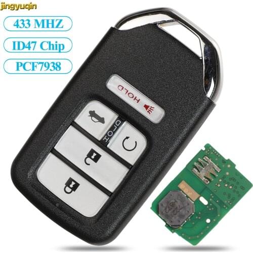 Jingyuqin Remote Smart Car Key Control 433MHZ ID47 Chip For Honda Civic EX AND TOURING 2016 2017 2018 FCCID: KR5V2X 5 Button