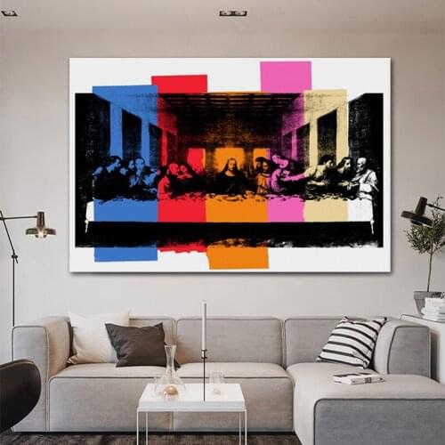 Andy Warhol DETAIL OF THE LAST SUPPER Canvas Painting Classic Art Wall Picture For Living Room Bedroom Modern Decoration frame