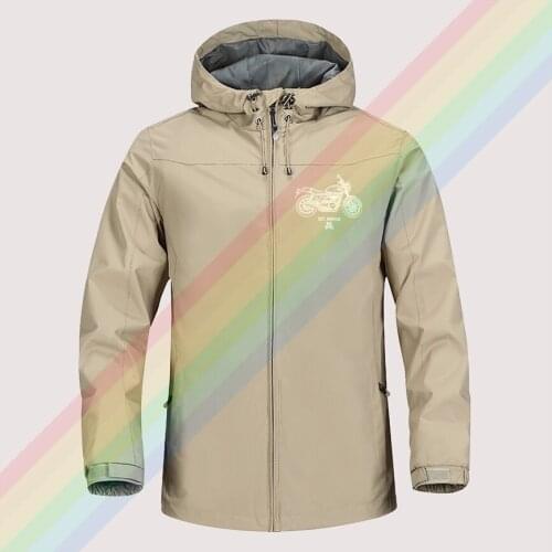 Triumph street twin inspired motorbike art autumn winter sailing hiking Outdoor Hooded Windproof Jacket Men Asian size