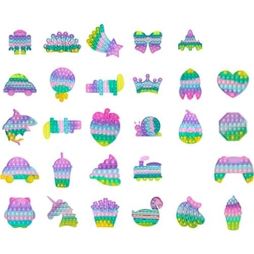 Macaron Gradient Cute Cartoon Animals Anti Stress Its Bubbles Dimples Fidget Adult Children Game Toys Gifts