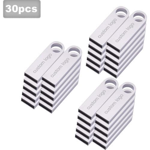 30pcs/lot metal cle usb flash drive 32GB 16GB pendrive 128GB 64GB pen drive 8GB flash usb 2.0 memoria usb stick key Custom logo