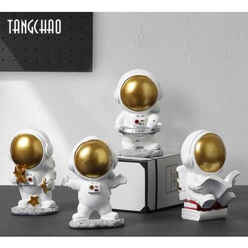 Mini Astronaut Sculptures Resin Figurines Modern Home Decor Miniatures Table Ornaments Childrens Room Decoration Spaceman Gift
