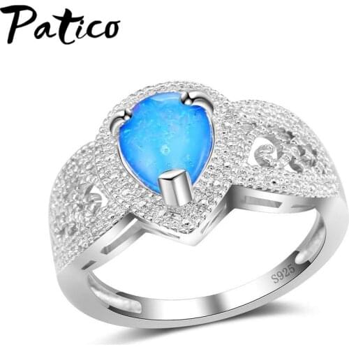 Fashion Vintage Bohemia Artificial Women Opal Ring 925 Sterling Silver Noble Wedding Jewelry Stone Rings Free Shipping