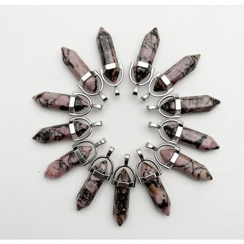 Fashion Rhodochrosite natural stone crystal pillar Pendants & necklaces for making Jewelry charm pendulum Free shipping