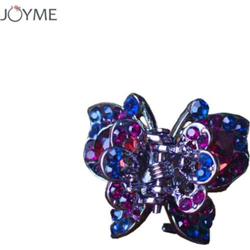 Fashion Wedding Hair Accessories Hair Clip Crab Retro Mini Butterfly Metal Crystal Hair Claw Clip for Elegant Lady Girls Jewelry