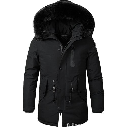 Men Winter Outwear Waterproof Jacket Parka Men New Warm Fur Collar Long Thick Cotton Casual Parkas Jacket Coat Men Brand Pockets