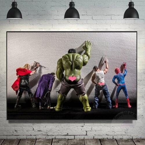 Marvel Superhero Canvas Print Painting Avengers Funny Pee Poster Prints Hulk Spiderman Home Decoration Kids Gift Room Decor