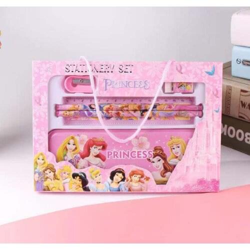 Authentic Disney Mickey Stationery Set Cartoon Stationery Box Eraser Sharpener Ruler Pencil School Supplies Cute Set Gift