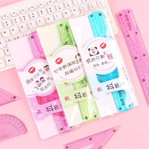 Soft ruler set student straight ruler triangle ruler soft ruler wholesale set of four super soft set ruler protractor