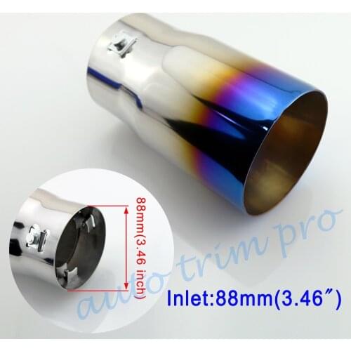 Stainless Steel 3.5" 88mm Inlet Car Rear Muffler Tip Exhaust Tail Pipe Silencer Cover Trim Universal Accessories