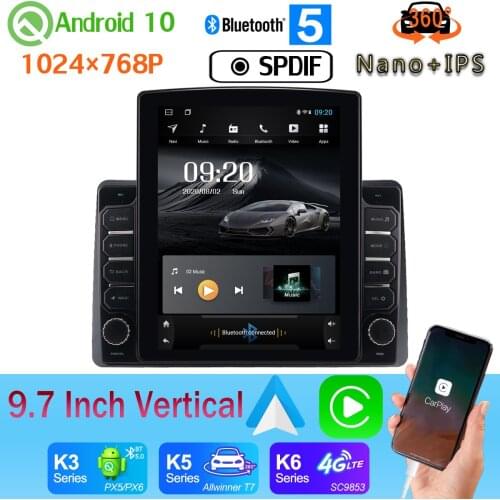 Nano+IPS 9.7" Vertical Style Car Media GPS CarPlay Android 10 360 Camera Radio For Renault Duster Arkana 2018-2020 DSP PX6 4+64G