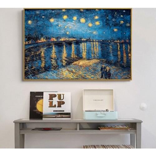 Starry Night on the Rhone River by Vincent Van Gogh Famous Artist Art Print Poster Wall Picture Canvas Painting Modular