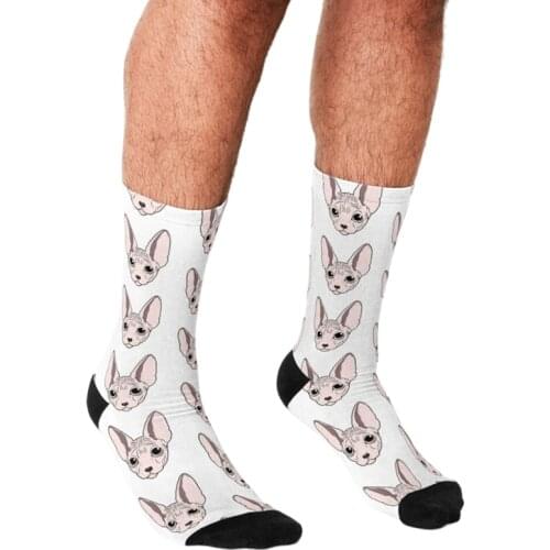 Funny Men socks Sphynx cat Avatar pattern Printed hip hop Men Happy Socks cute boys street style Crazy novelty Socks for men