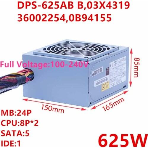 New PSU For Lenovo Thinkserver TD330 TD340 625W Power Supply DPS-625AB B 03X4319 36002254 0B94155