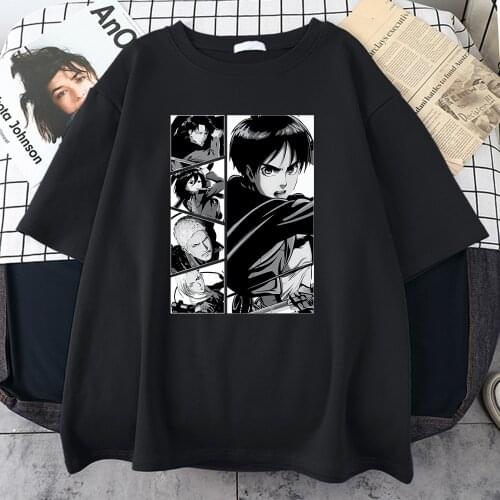 Attack On Titan Print Mens T-Shirts Summer Short Sleeve Streetwear Aesthetic O-Neck Clothing Loose Oversized Tee Shirt For Male