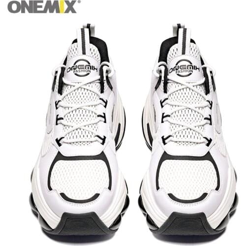 ONEMIX White Men Running Shoes For Man Increase Sneakers Breathable Soft Athletics Jogging Outdoor Light Comfortable Sport Shoes