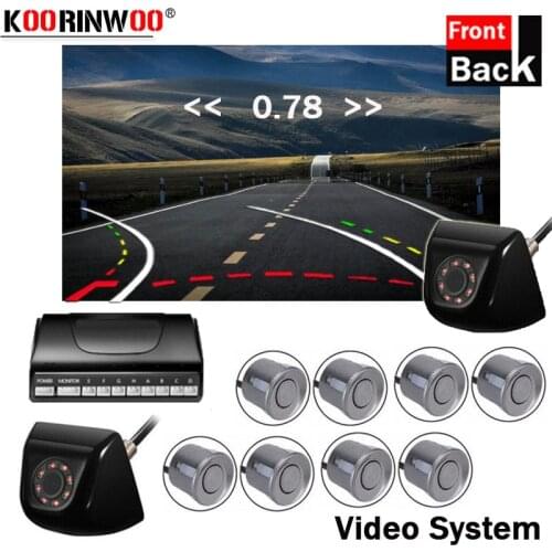 Koorinwoo Parktronic Dynamic Trajectory Car Parking Sensor 8 Probes Alarm Front Camera Car Rear view Camera Parking Blind Safe