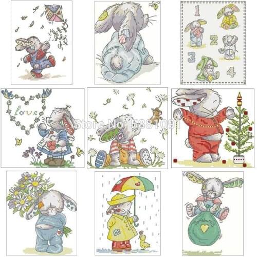 Patch Rabbit-1 patterns Counted Cross Stitch 11CT 14CT DIY Chinese Cross Stitch Kit Embroidery Needlework Sets home decor