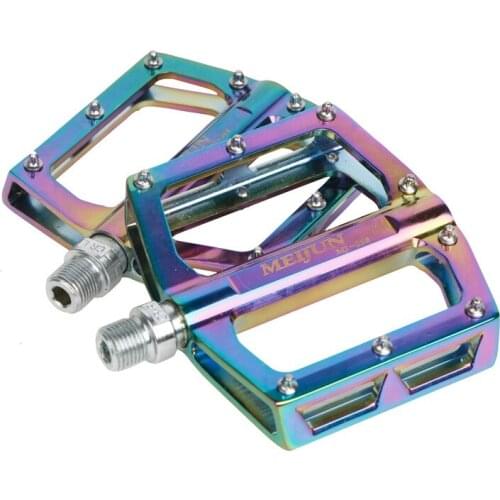 MEIJUN Mountain Road Bicycle Flat Pedals 9/16 Inch Sealed Bearing Lightweight Alloy Colorful Wide Platform Cycling Pedal