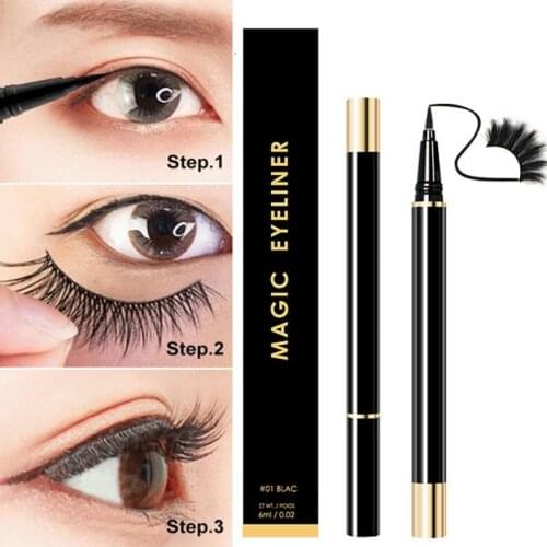 Quick Dry Black Eyeliner Pen Magic Eyelash Self Adhesive Eye Liner Pencil No Glue Magnetic-Free Waterproof Eyes Makeup Eyeliner