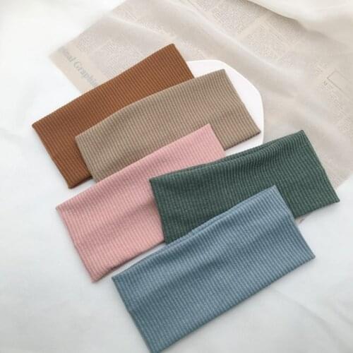 Casual Headbands Women Wide Headband Hair Accessories Solid Color Stretch Knitted Hairband Cotton Headband Elastic Hair Bands