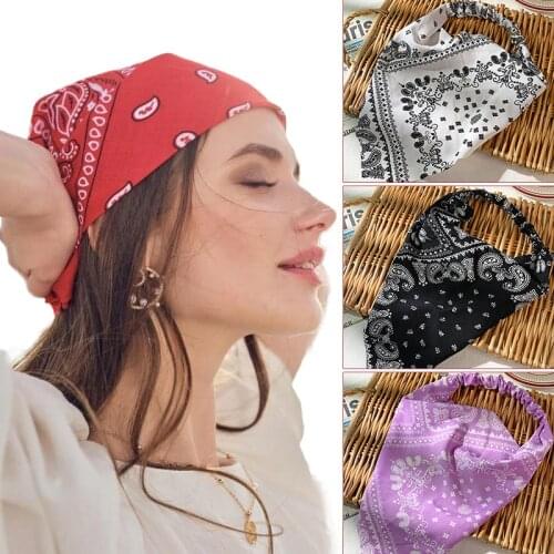 Women Bandana Kerchief Women Hair Band Neck Scarf Sports Headwear Wrist Wraps Head Triangle Scarves Print Handkerchief