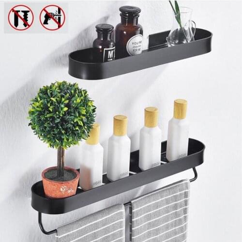 Punch-free11pcs Bathroom Shelf Wall-mounted Towel Rack Toilet Storage Rack Sundries Organizer Shampoo Holder