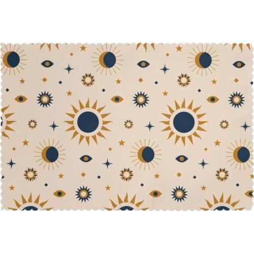 Placemat for dining table Sun Stars Eyes Heat-resistant Kitchen Dining 6 PCS Accessories