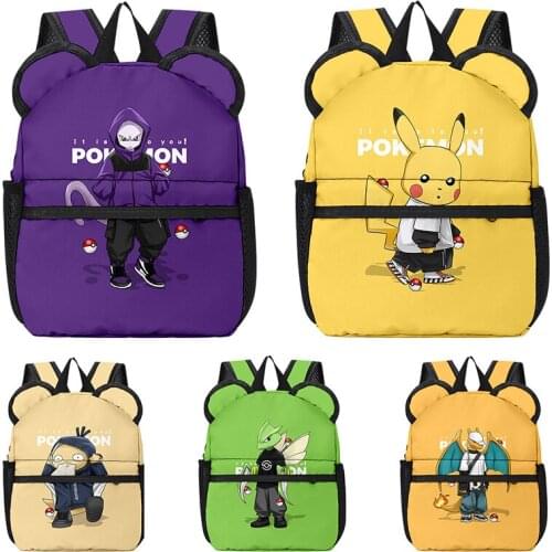 Pokemon Pikachu School Bags Cute Cartoon Ears Backpacks Figures Kids Bags Medium Capacity Travel Bag Girls Boys Christmas Gifts