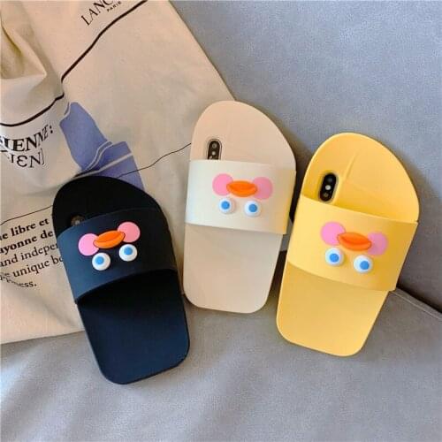 Cartoon simulation duck slippers shoes silicone Phone Case For iphone 12 mini 11 pro max SE20 7 8 Plus XS MAX X XR 3D Cute c