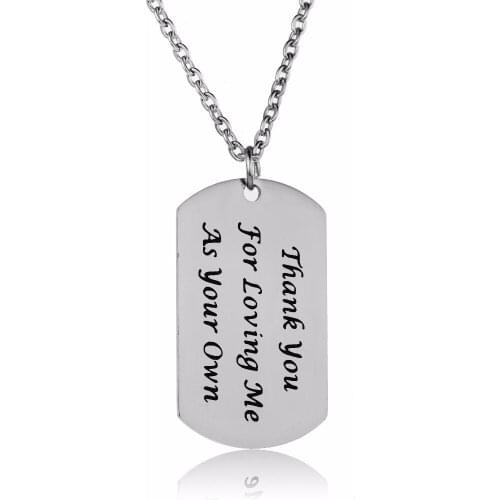 "Thank You For Loving Me As Your Own" Mothers Gifts Mom Necklace Women Stainless Steel Pendants Jewelry Gifts Family Love